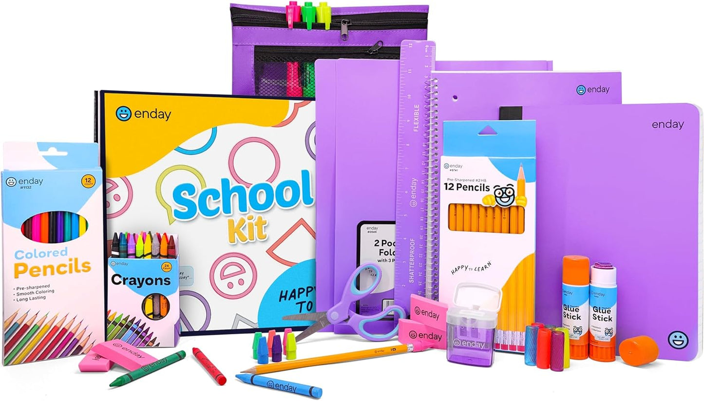 School Supply Kit for Kids Grades K-5 - 71 Piece Set