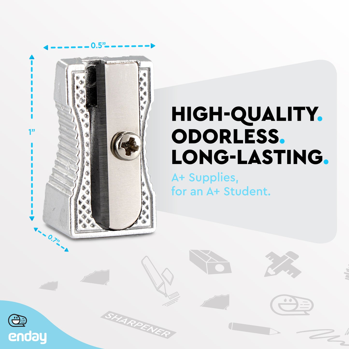 Enday Single Hole Metal Pencil Sharpener 2 Pk
