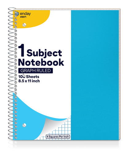 Enday Graph Paper Notebook 8.5 x 11 with Plastic Cover, 1 Grid Notebook, Graph paper spiral notebook, Graph notebook
