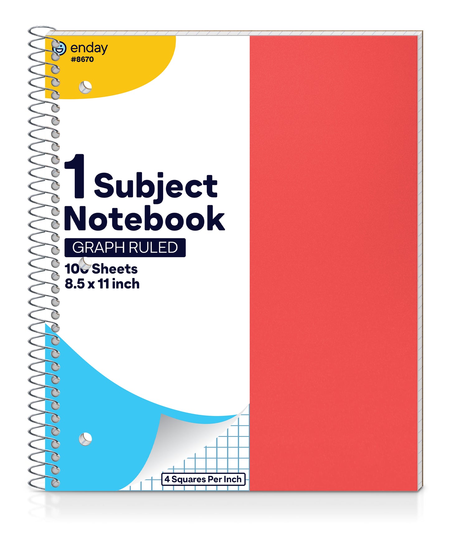 Enday Graph Paper Notebook 8.5 x 11 with Plastic Cover, 1 Grid Notebook, Graph paper spiral notebook, Graph notebook