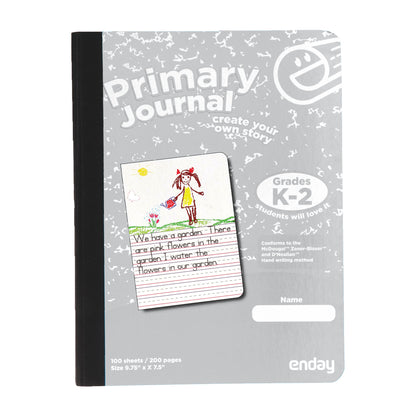 Enday Primary Journal Composition Notebook, Full Page Ruled - 100 Sheets