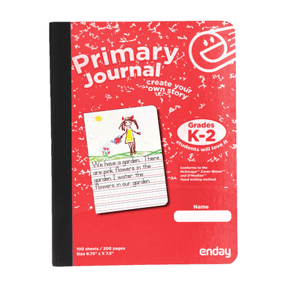 Enday Primary Journal Composition Notebook, Full Page Ruled - 100 Sheets