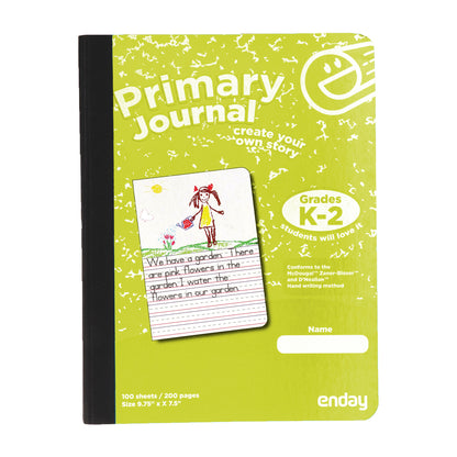 Enday Primary Journal Composition Notebook, Full Page Ruled - 100 Sheets